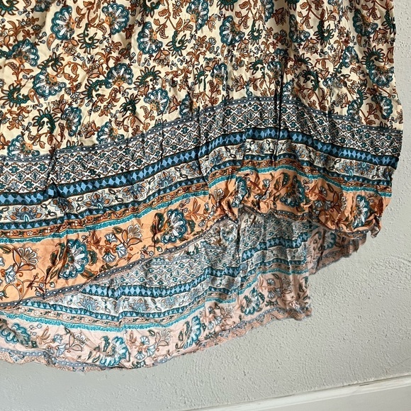 C. Cline Woman Apricot & Blue Floral V- Neck A- Line Dress, Size Small - Picture 12 of 12